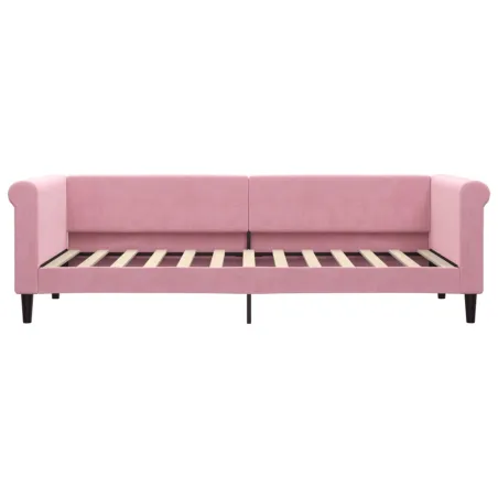 Lit de jour avec gigogne sans matelas rose 80x200 cm