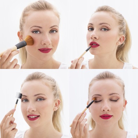 Ensemble de Pinceaux de Maquillage en Bois avec Trousse Miset InnovaGo