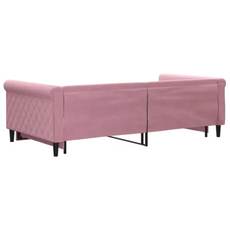 Lit de jour avec lit gigogne rose 100x200 cm velours
