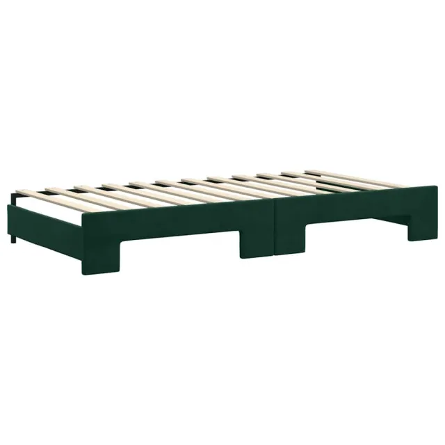Lit de jour et gigogne et matelas vert foncé 100x200 cm velours