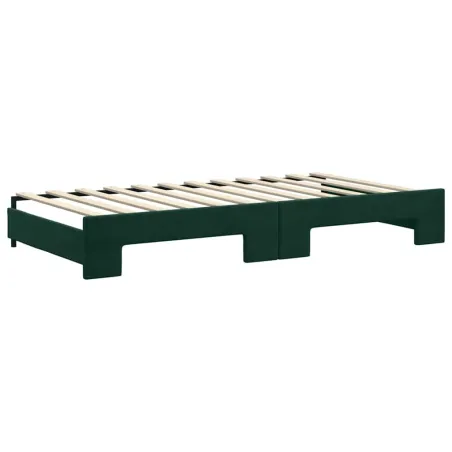 Lit de jour et gigogne et matelas vert foncé 100x200 cm velours