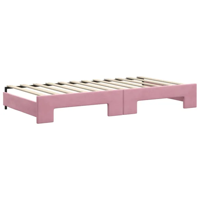 Lit de jour avec lit gigogne et matelas rose 100x200 cm velours