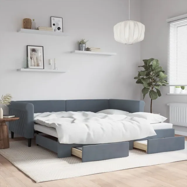 Lit de jour avec gigogne et tiroirs sans matelas 100x200 cm