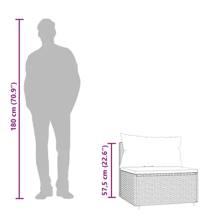 Salon de jardin 3 pcs avec coussins Noir Résine tressée