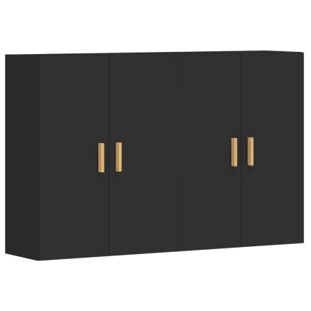 Armoires murales 2 pcs noir bois d'ingénierie 2
