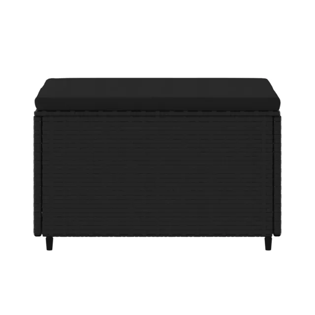 Repose-pieds de jardin et coussins lot de 2 noir résine tressée