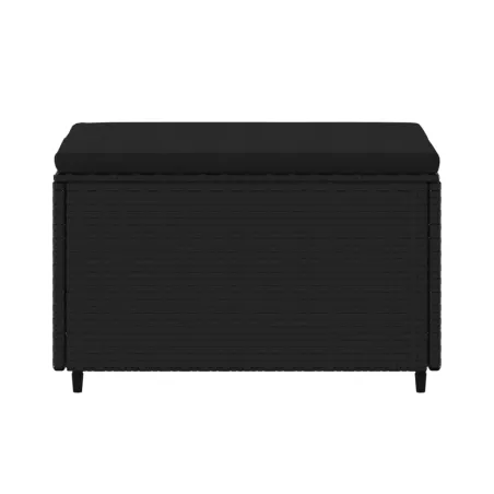 Repose-pieds de jardin et coussins lot de 2 noir résine tressée