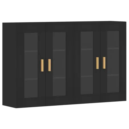 Armoires murales 2 pcs noir bois d'ingénierie