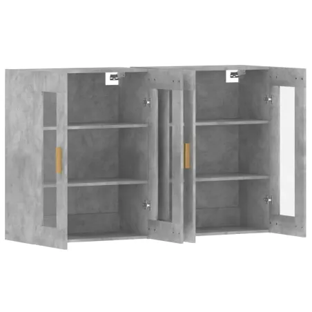 Armoires murales 2 pcs gris béton bois d'ingénierie