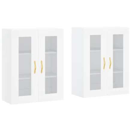 Armoires murales 2 pcs blanc bois d'ingénierie 2