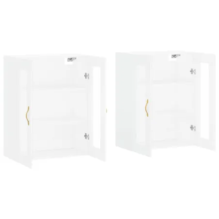 Armoires murales 2 pcs blanc bois d'ingénierie