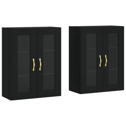 Armoires murales 2 pcs noir bois d'ingénierie 2
