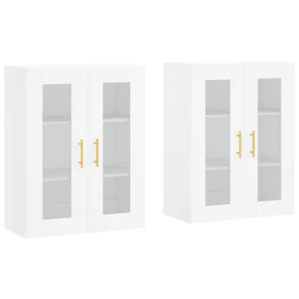Armoires murales 2 pcs blanc bois d'ingénierie 2