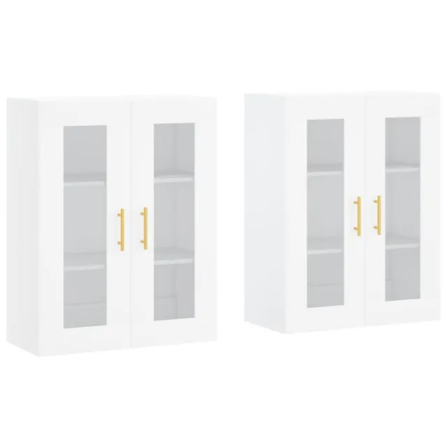 Armoires murales 2 pcs blanc bois d'ingénierie