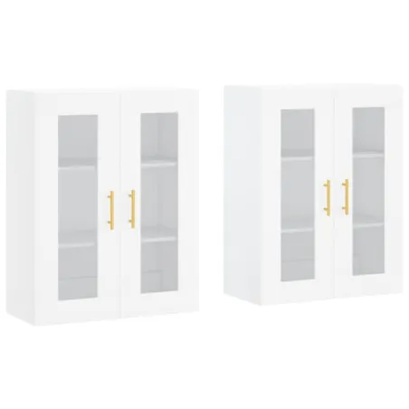 Armoires murales 2 pcs blanc bois d'ingénierie