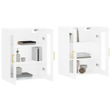 Armoires murales 2 pcs blanc bois d'ingénierie