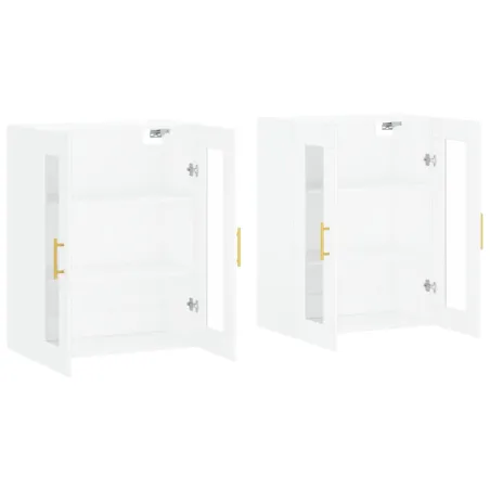 Armoires murales 2 pcs blanc bois d'ingénierie
