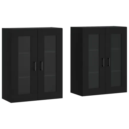 Armoires murales 2 pcs noir bois d'ingénierie 2