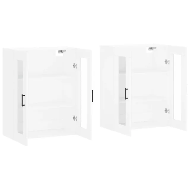 Armoires murales 2 pcs blanc bois d'ingénierie