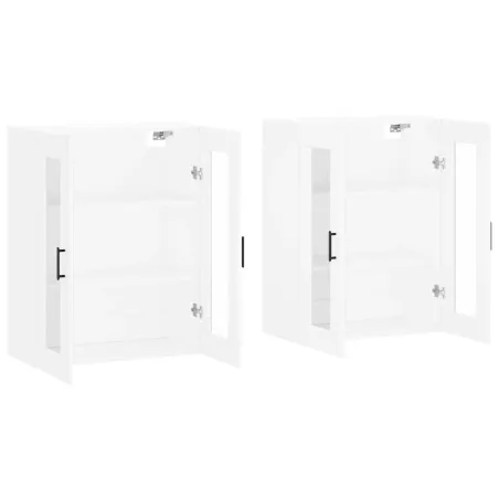 Armoires murales 2 pcs blanc bois d'ingénierie