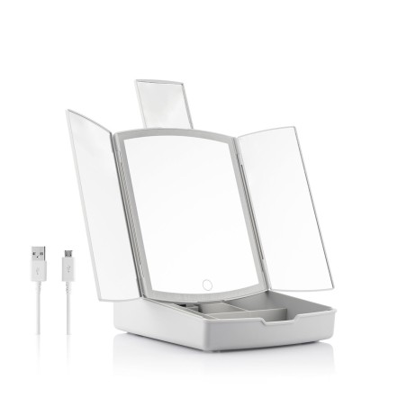 Espejo LED Plegable con Organizador de Maquillaje 3 en 1 Panomir Innov