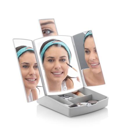 Espejo LED Plegable con Organizador de Maquillaje 3 en 1 Panomir Innov