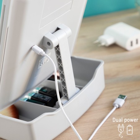 Espejo LED Plegable con Organizador de Maquillaje 3 en 1 Panomir Innov