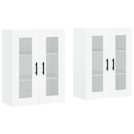 Armoires murales 2 pcs blanc bois d'ingénierie