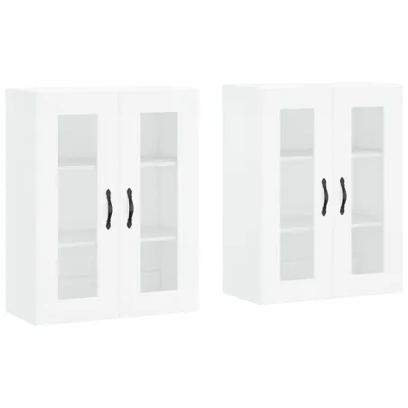 Armoires murales 2 pcs blanc bois d'ingénierie