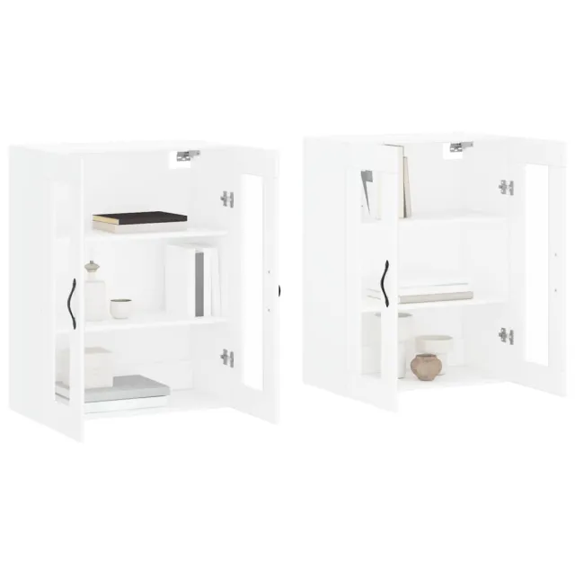 Armoires murales 2 pcs blanc bois d'ingénierie