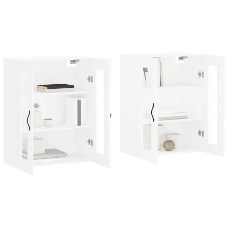 Armoires murales 2 pcs blanc bois d'ingénierie