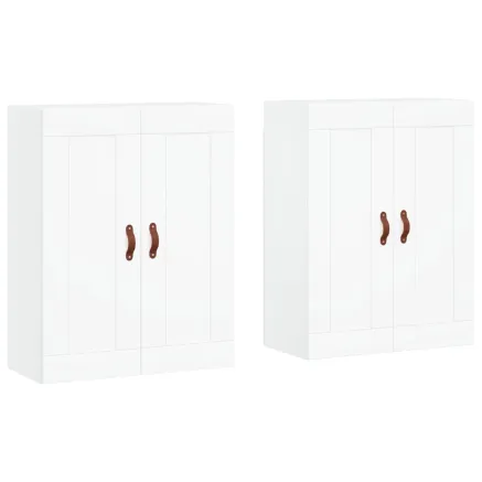 Armoires murales 2 pcs blanc bois d'ingénierie 2