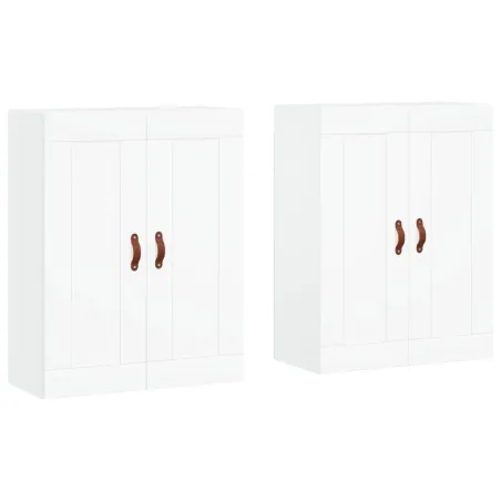 Armoires murales 2 pcs blanc bois d'ingénierie