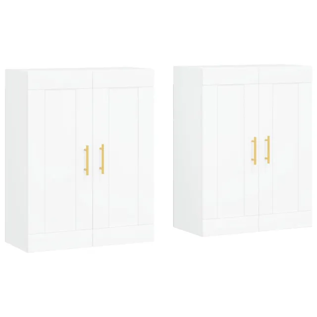 Armoires murales 2 pcs blanc bois d'ingénierie