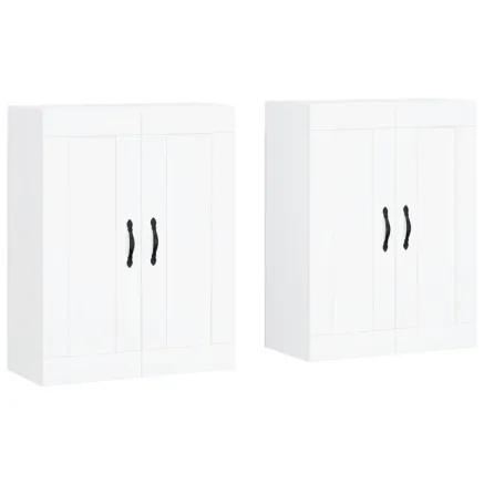 Armoires murales 2 pcs blanc bois d'ingénierie 2