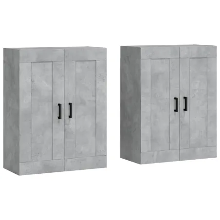 Armoires murales 2 pcs gris béton bois d'ingénierie