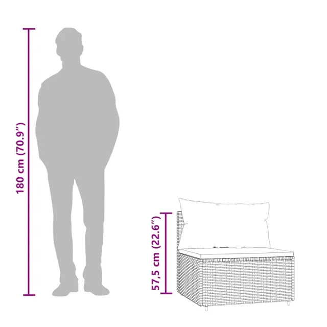 Salon de jardin 3 pcs avec coussins Noir Résine tressée