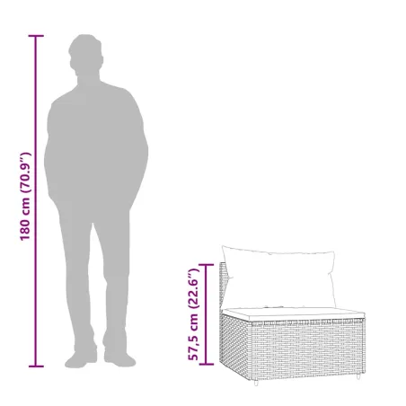 Salon de jardin 3 pcs avec coussins Noir Résine tressée