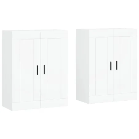 Armoires murales 2 pcs blanc bois d'ingénierie