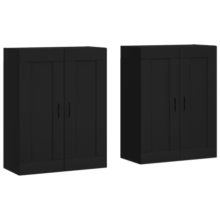 Armoires murales 2 pcs noir bois d'ingénierie 2