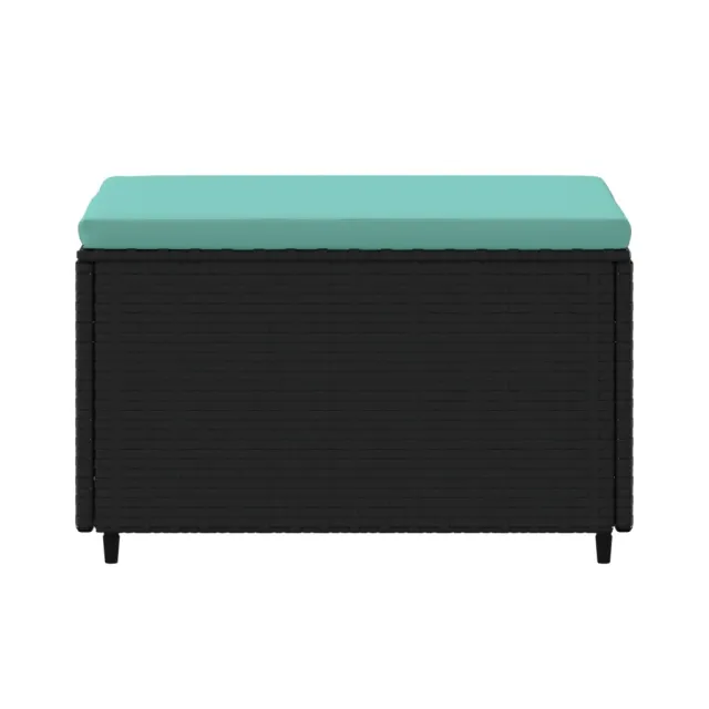 Repose-pied de jardin avec coussin noir résine tressée