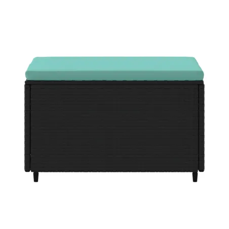 Repose-pied de jardin avec coussin noir résine tressée