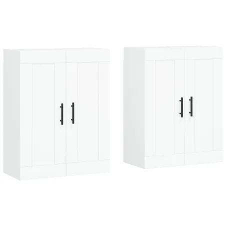 Armoires murales 2 pcs blanc bois d'ingénierie