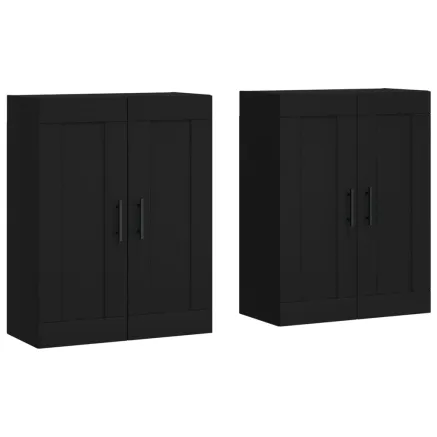 Armoires murales 2 pcs noir bois d'ingénierie 2