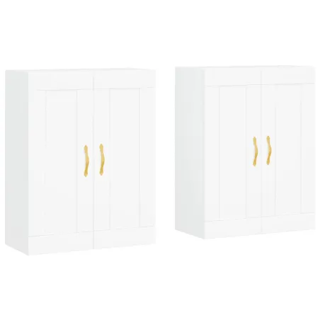 Armoires murales 2 pcs blanc bois d'ingénierie