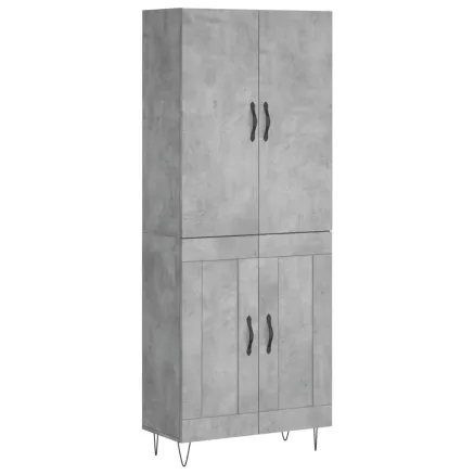 Buffet haut Gris béton 69,5x34x180 cm Bois d'ingénierie 2