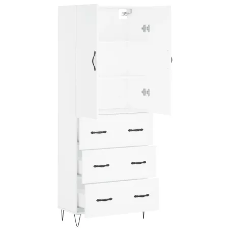 Buffet haut Blanc 69,5x34x180 cm Bois d'ingénierie