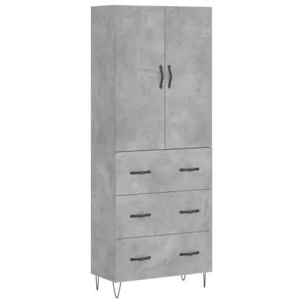 Buffet haut Gris béton 69,5x34x180 cm Bois d'ingénierie 2