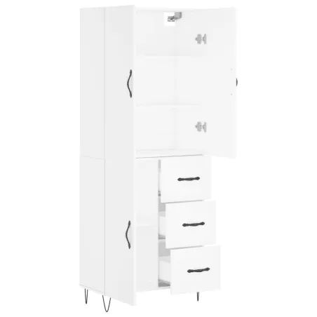 Buffet haut Blanc 69,5x34x180 cm Bois d'ingénierie