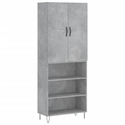 Buffet haut Gris béton 69,5x34x180 cm Bois d'ingénierie 2